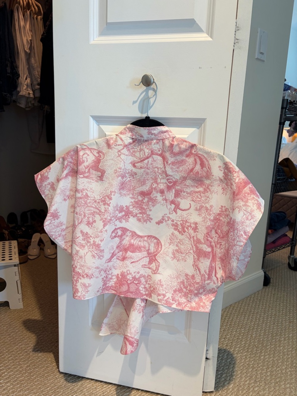 Dior Pink Toile Button-Front Blouse - Picture 3 of 3